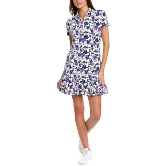Robe Godet IBKUL Xenia Imprimée Manches Courtes - Blanc/noir/rouge Taille S UPF50